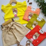 807 - تاپ شلوارک دختر پاپیونی