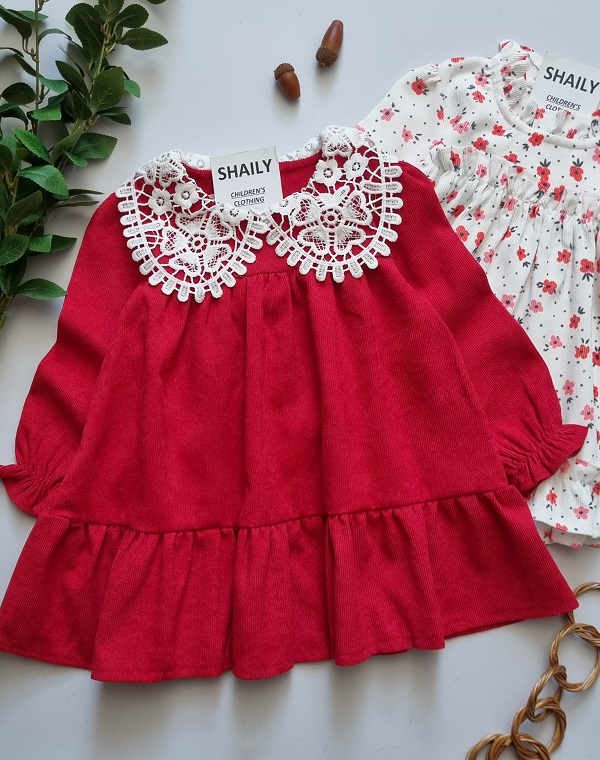 پیراهن (5) 989 - پیراهن کبریتی یقه دانتل - Image 1